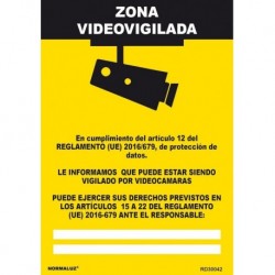 SEÑAL ZONA VIDEOVIGILADA - NORMALUZ - 210X300 MM