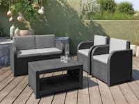 Conjunto de jardín mesa oval 220x115 y 6 sillas ratán sintético - Riviera &  Bolonia